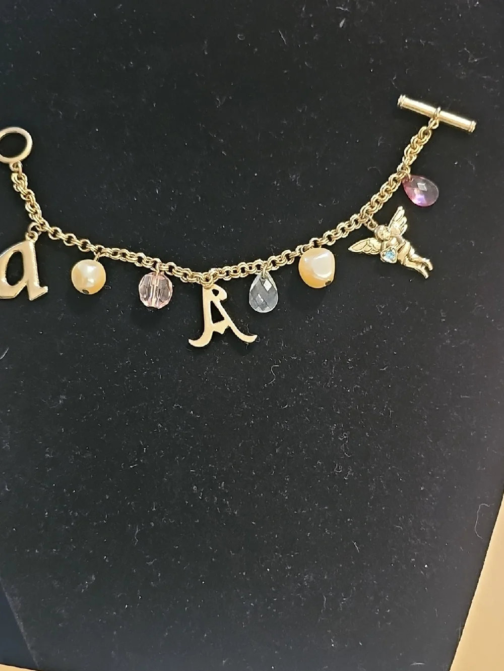 Unbranded Initial Angel Charm Bracelet Womens Sz 8 Gold Cherub Y2K Vintage Style